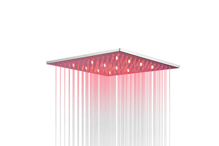 12-inch or 16-inch Rainfall 3 LED Colors Chrome Ceiling Mount 3-Way Thermostatic Shower System - Simultaneous and Individual Functionality - wonderland shower inc