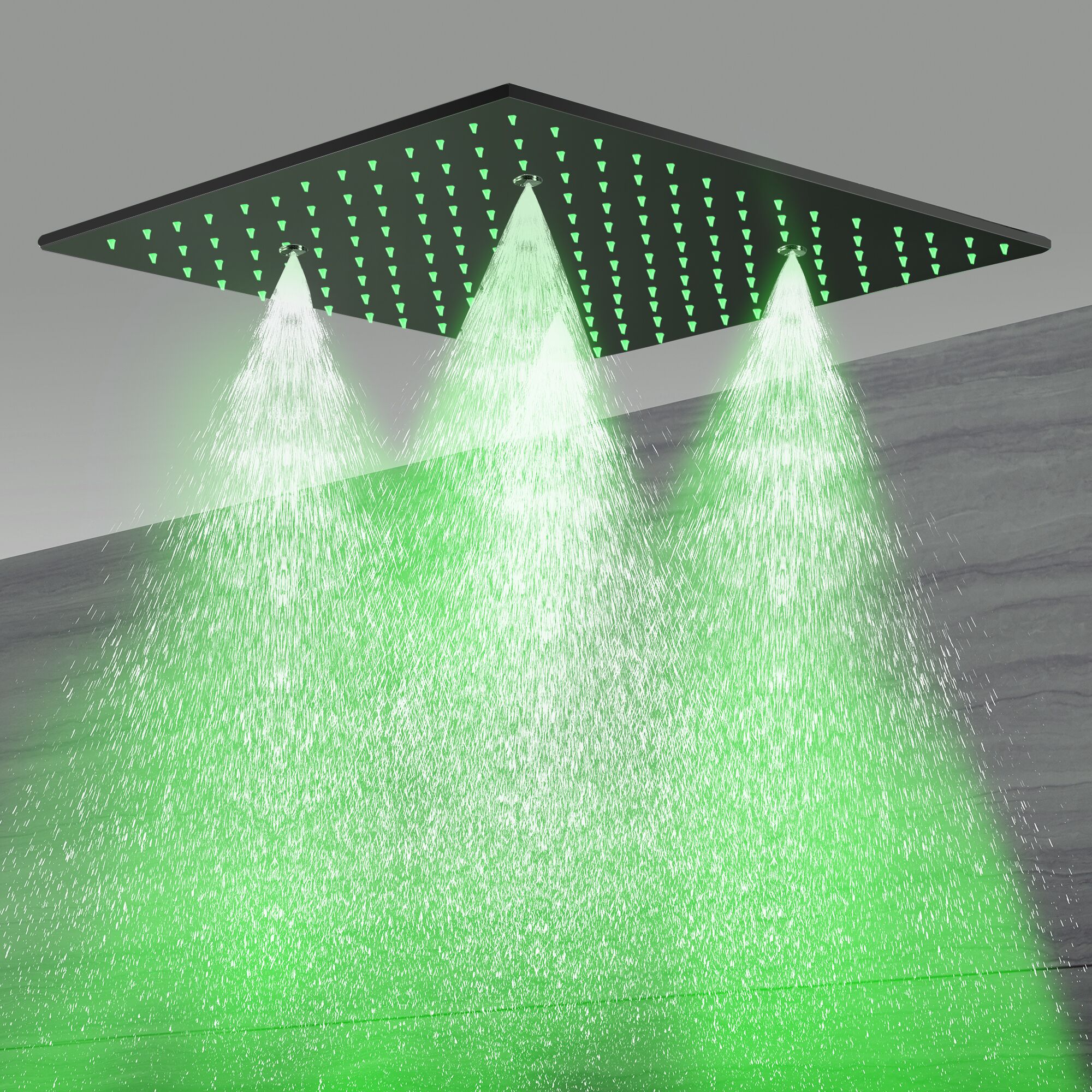 Matte Black 3-Way Thermostatic Shower System with 20-Inch Ceiling-Mounted LED Rain Mist Shower Head - wonderland shower inc