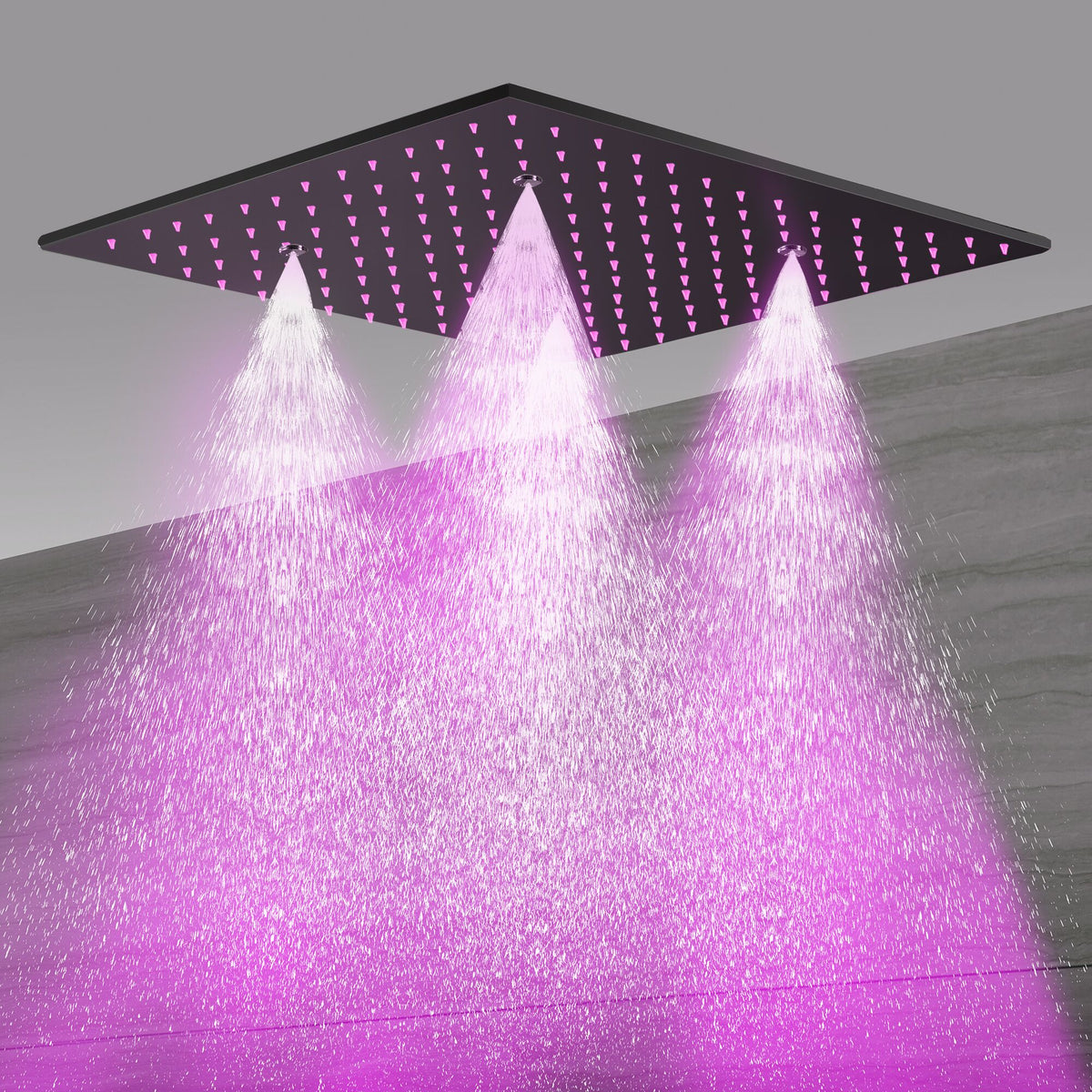 Matte Black 3-Way Thermostatic Shower System with 20-Inch Ceiling-Mounted LED Rain Mist Shower Head - wonderland shower inc