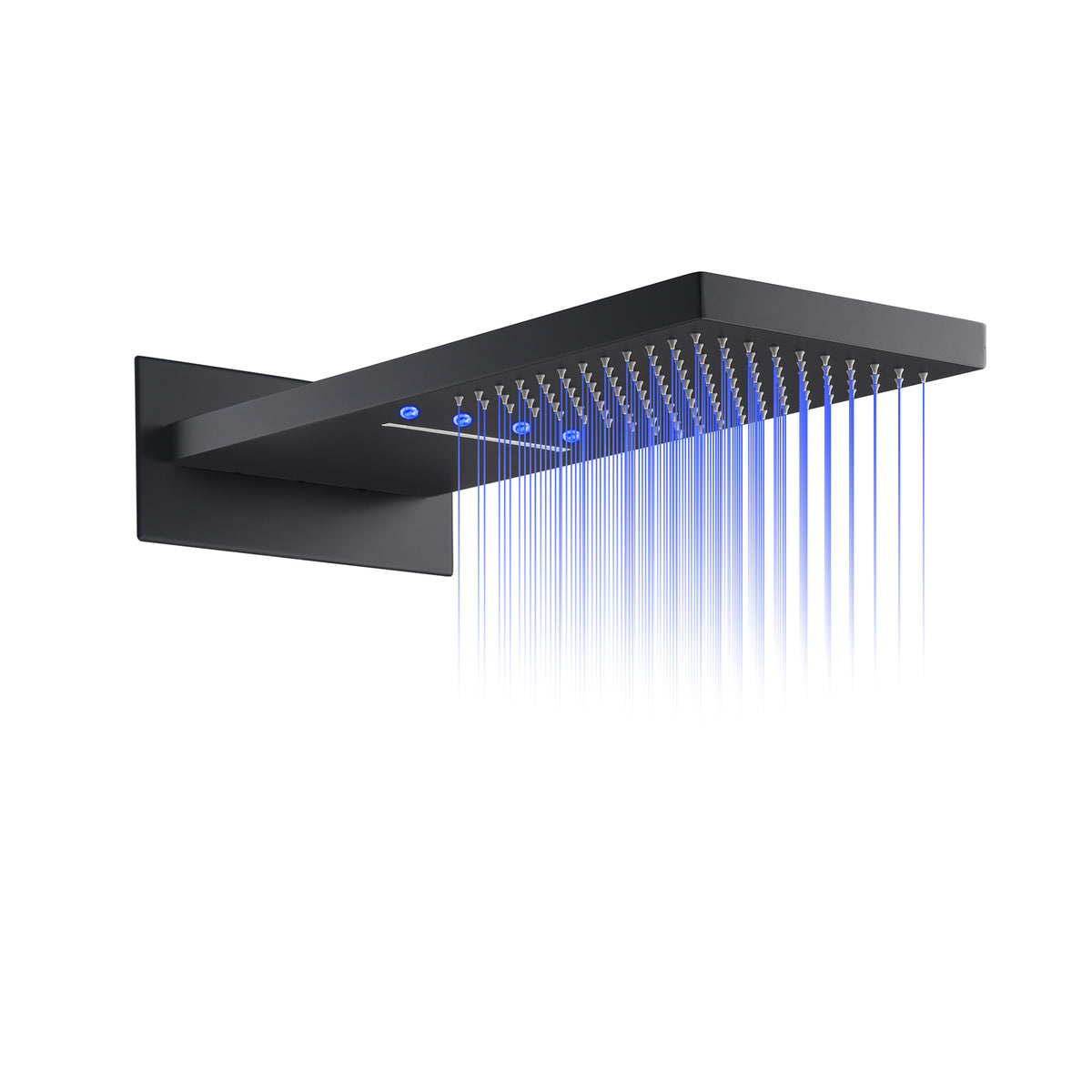 22'' Matte Black 4 way Thermostatic Shower valve system that each function run at the same time and separately - wonderland shower inc