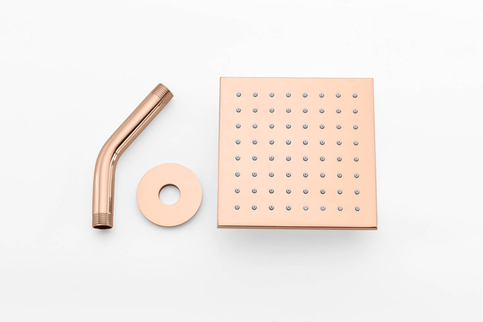 High Water Pressure 6-Inch Rose Gold Wall Mounted Single Function Pressure Balance Shower Faucet with Regular Head