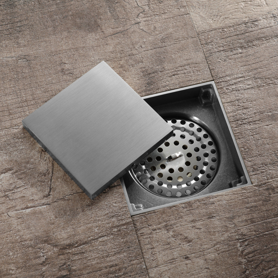 Brushed Nickel brass floor drain 4x4inch
