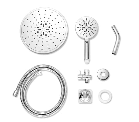 9-inch Chrome 3-Way Rainfall Shower Combo: Includes a 4-inch Luxurious Handheld Shower and Brass Diverter for an Enhanced Shower Experience - wonderland shower inc