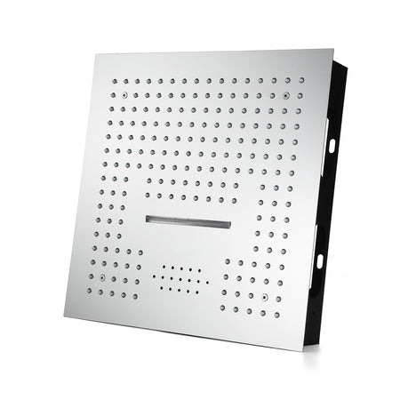 16-Inch Chrome Thermostatic Shower Faucet: Flush-Mounted, 64-Color LED Lighting, Bluetooth Music, 4-Way Control, and 4-Inch Body Jet Features - wonderland shower inc