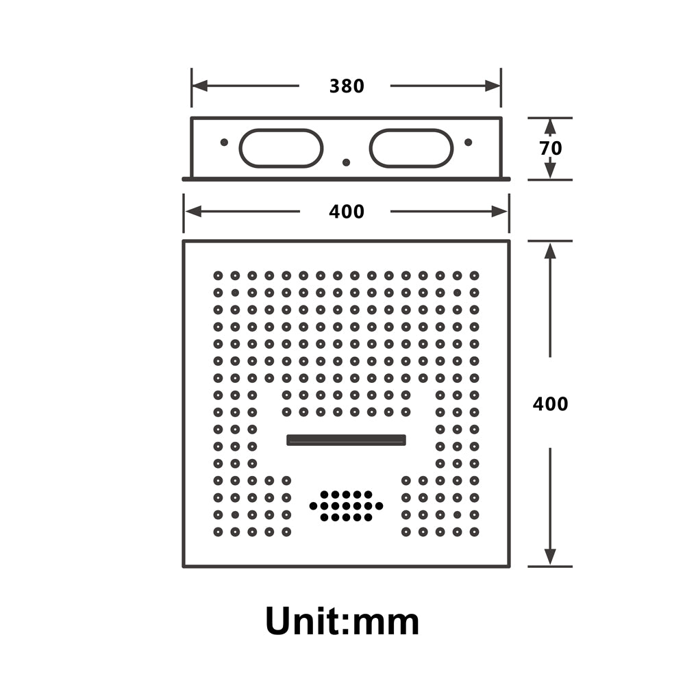 16-Inch Matte Black Flush-Mounted 3-Way Digital Thermostatic Shower Faucet with 64-LED Colors and Bluetooth Music Capabilities - wonderland shower inc