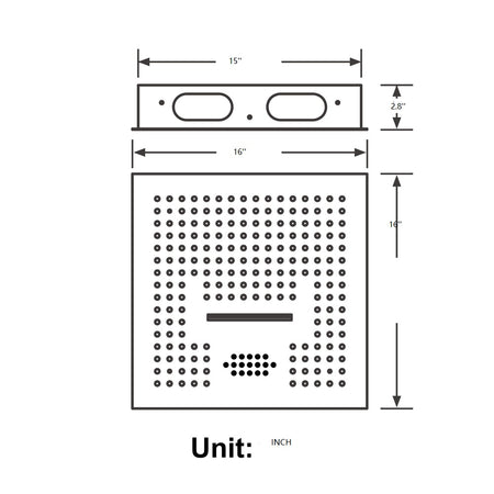 16-Inch Matte Black Flush-Mounted 3-Way Digital Thermostatic Shower Faucet with 64-LED Colors and Bluetooth Music Capabilities - wonderland shower inc