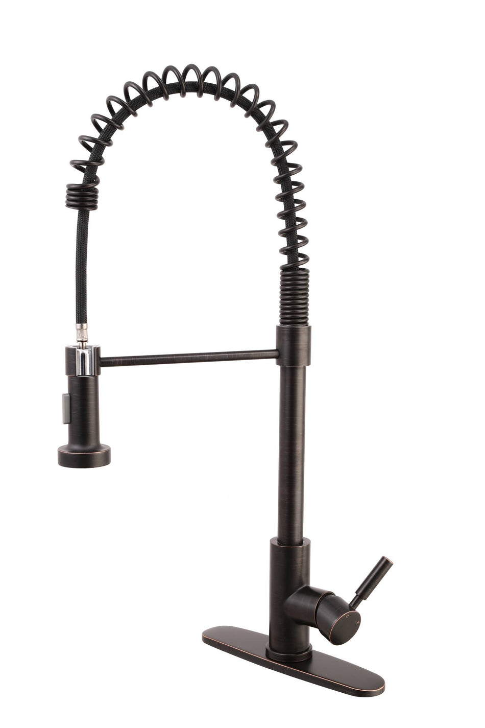 Oil Bronze Black High Arc brass Kitchen Sink Faucet Pull Down metal Spray with deck plate - wonderland shower inc