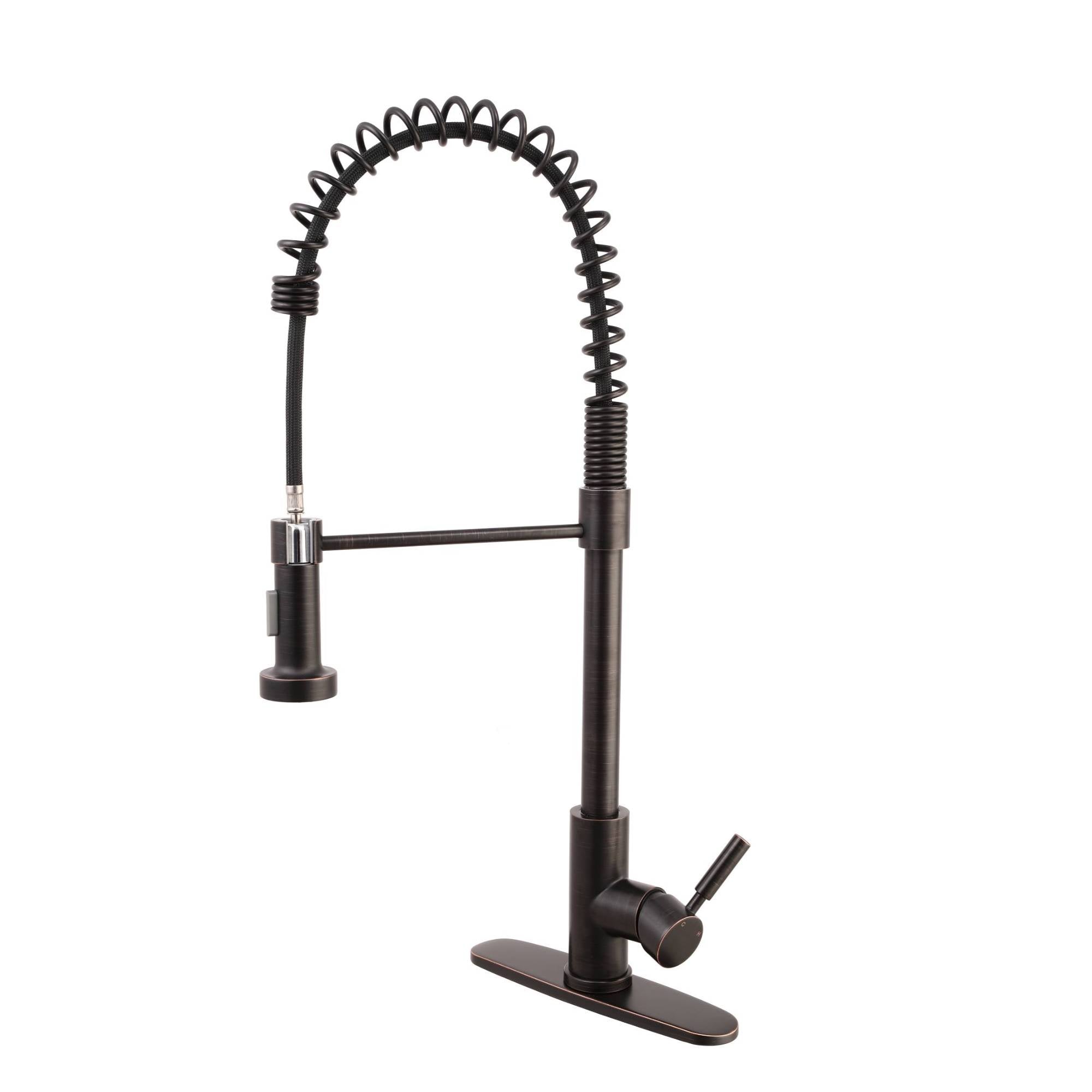 Oil Bronze Black High Arc brass Kitchen Sink Faucet Pull Down metal Spray with deck plate - wonderland shower inc