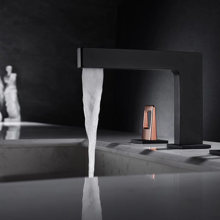 Matte Black 3-Hole, Dual Handle Widespread Bathroom Faucet with Pop-Up Drain - wonderland shower inc