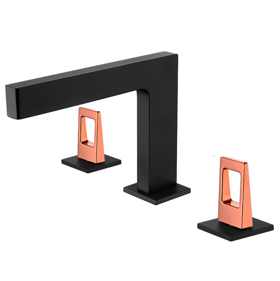 Matte Black 3-Hole, Dual Handle Widespread Bathroom Faucet with Pop-Up Drain - wonderland shower inc