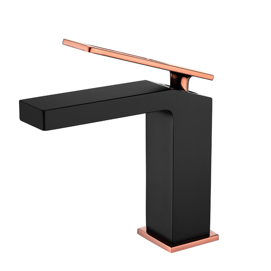 matte black single handle bathroom sink faucet with pop up overflow brass drain - wonderland shower inc