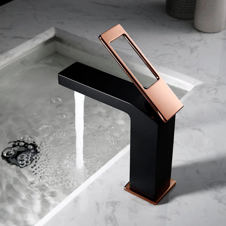 matte black single handle bathroom sink faucet with pop up overflow brass drain - wonderland shower inc