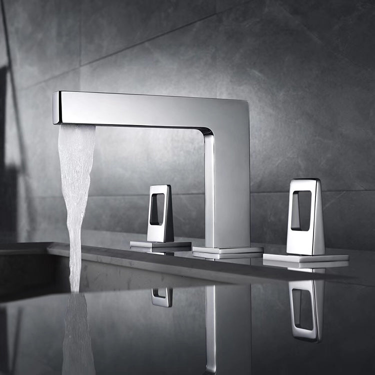 Chrome 3-Hole, Dual Handle Widespread Bathroom Faucet with Pop-Up Drain - wonderland shower inc