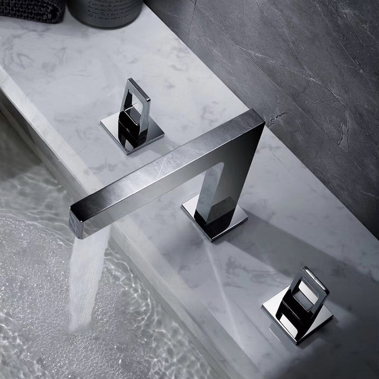 Chrome 3-Hole, Dual Handle Widespread Bathroom Faucet with Pop-Up Drain - wonderland shower inc