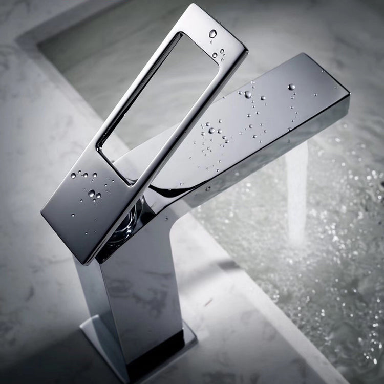 Chrome Single handle bathroom basin faucet with pop up overflow brass drain - wonderland shower inc