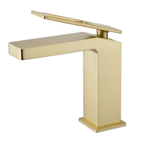 Brushed Gold Bathroom Sink Faucet single handle with pop up overflow brass drain - wonderland shower inc