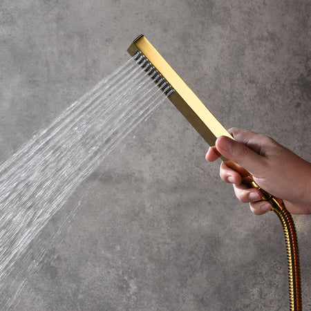 12 Inch or 20 inch Ceiling mounted Polished Gold Shower System Rough-in Valve Body and Trim - wonderland shower inc