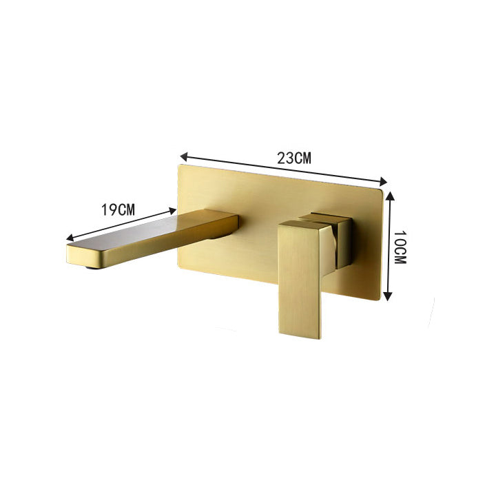 Brushed Gold wall mount bathroom sink basin faucet with pop up drain - wonderland shower inc