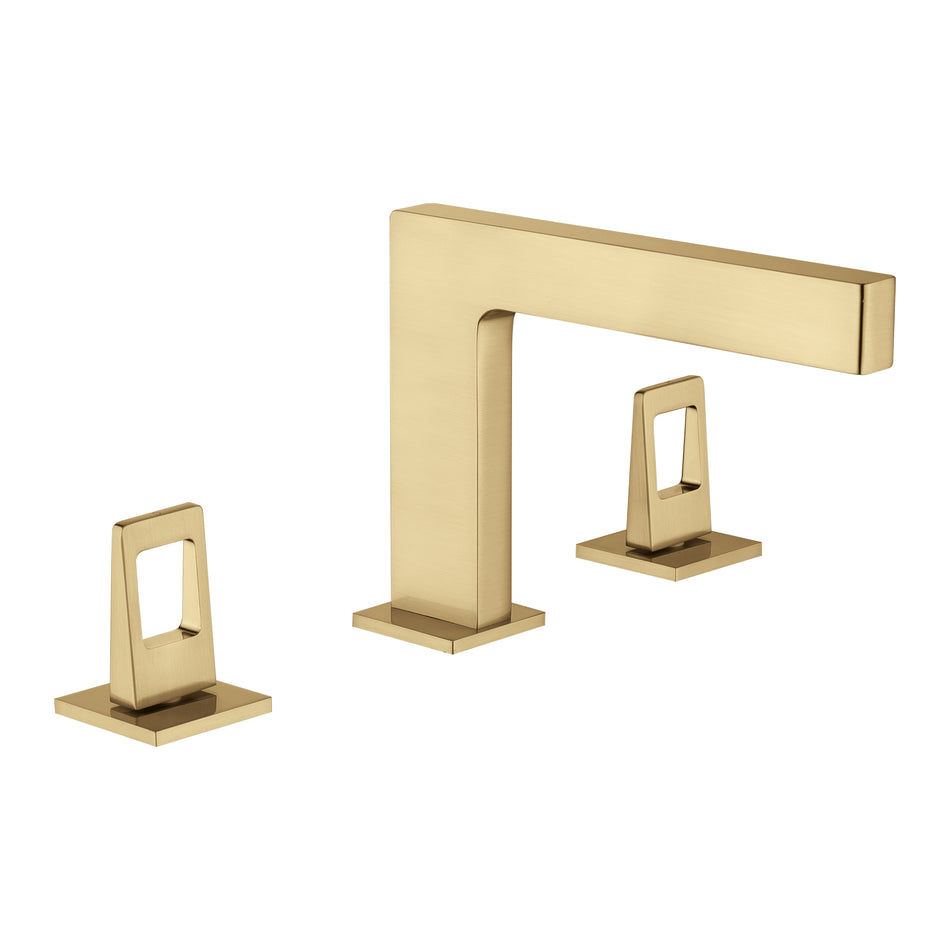 Brushed Gold 3-Hole, Dual Handle Widespread Bathroom Faucet with Pop-Up Drain - wonderland shower inc