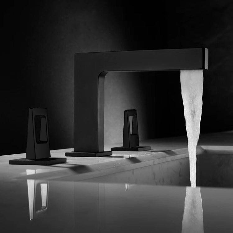 Matte Black 3-Hole, Dual Handle Widespread Bathroom Faucet with Pop-Up Drain - wonderland shower inc