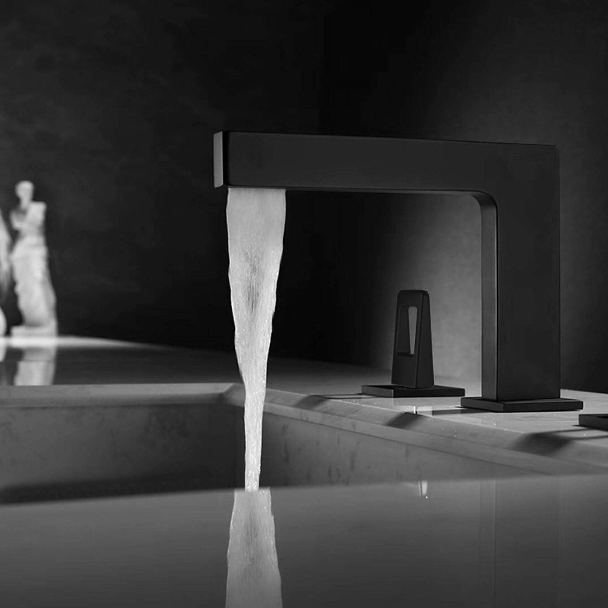 Matte Black 3-Hole, Dual Handle Widespread Bathroom Faucet with Pop-Up Drain - wonderland shower inc