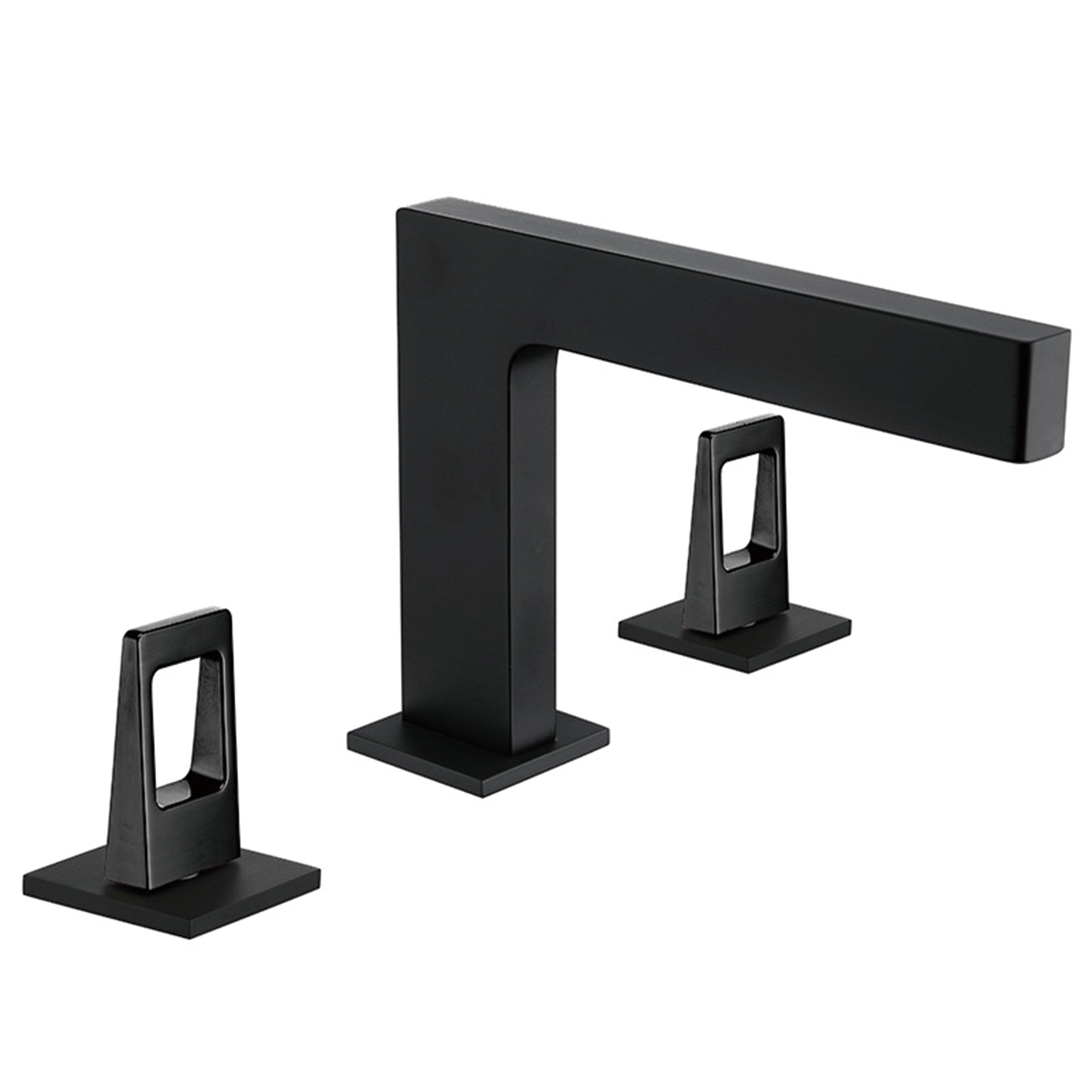 Matte Black 3-Hole, Dual Handle Widespread Bathroom Faucet with Pop-Up Drain - wonderland shower inc