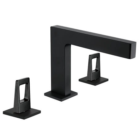 Matte Black 3-Hole, Dual Handle Widespread Bathroom Faucet with Pop-Up Drain - wonderland shower inc