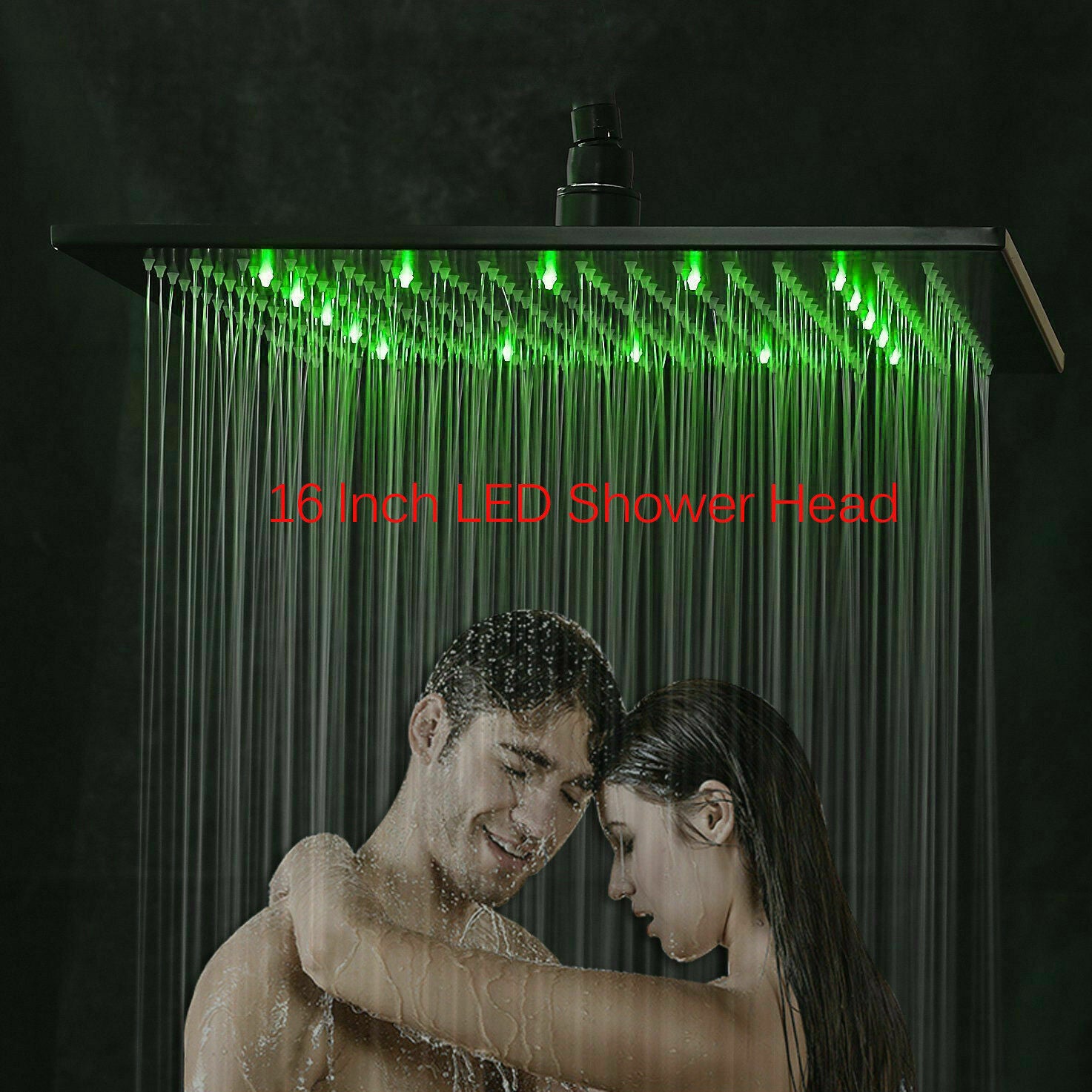 12inch or 16inch brass LED MATTE black rainfall shower head - wonderland shower inc