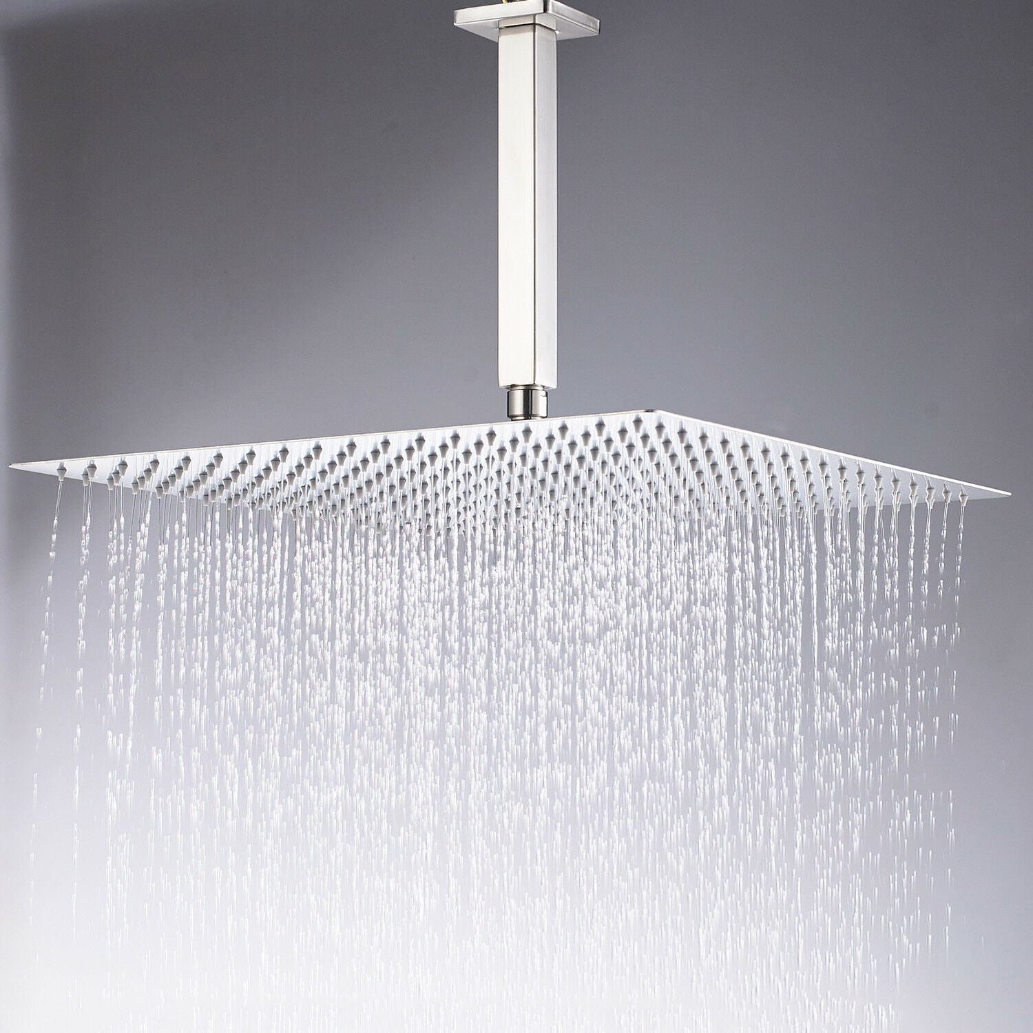 Square Brushed Nickel Shower Head: Choose from 12'' or 16'' Size, Premium Stainless Steel - wonderland shower inc