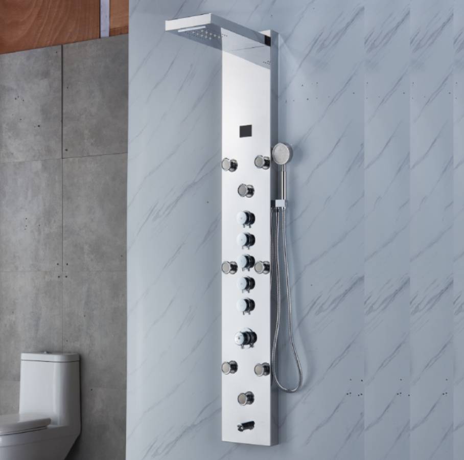 Chrome LED Rain & Waterfall Massage Tower - Simultaneous and Independent Functionality - wonderland shower inc