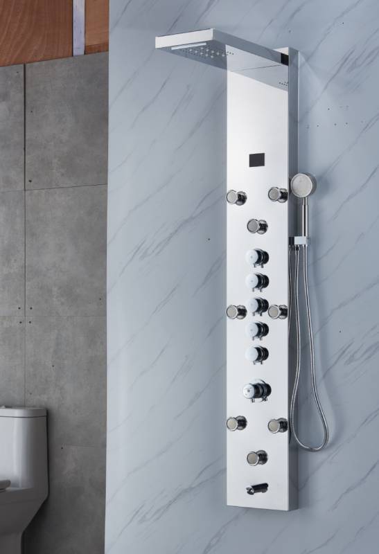 Chrome LED Rain & Waterfall Massage Tower - Simultaneous and Independent Functionality - wonderland shower inc