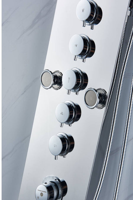 Chrome LED Rain & Waterfall Massage Tower - Simultaneous and Independent Functionality - wonderland shower inc