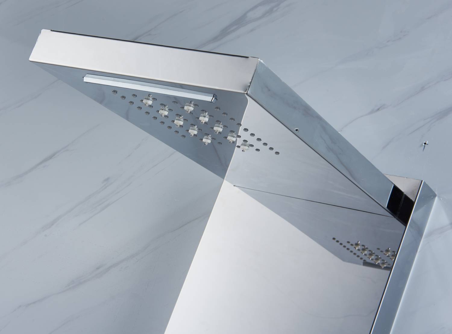 Chrome LED Rain & Waterfall Massage Tower - Simultaneous and Independent Functionality - wonderland shower inc