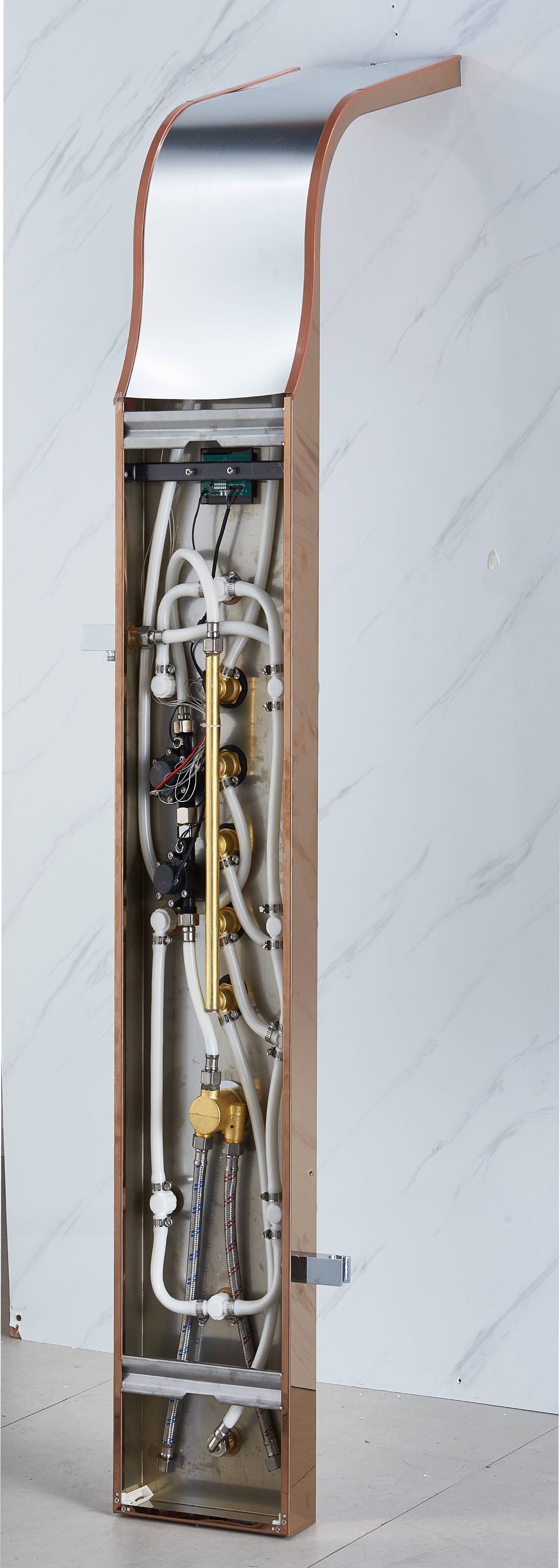 Rose Gold LED Rain & Waterfall 59'' Massage Tower - Simultaneous and Independent Functionality - wonderland shower inc