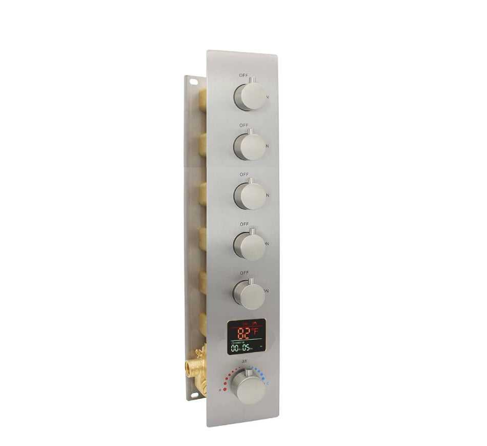 5 way digital display thermostatic  rough in valve with trim