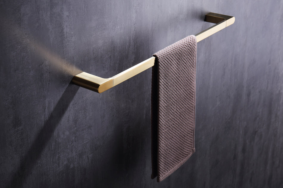 Luxurious 4-Piece Brass Polished Gold Bathroom Hardware Set: Towel Bar, Towel bar, Toilet Paper Holder, Robe Hook, and Tower Holder - Wall Mounted