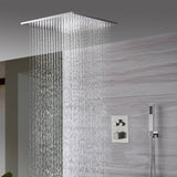 20-Inch Brushed Nickel Ceiling-Mount Rainfall, Waterfall and Mist Shower System with 3-Way Thermostatic Valve