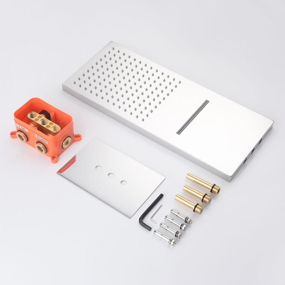 22-Inch Wall Mount Shower Heads: Choose from Chrome, Brushed Gold, Polished Gold, Brushed Nickel, or Matte Black or Oil Rubber Bronze Finishes, and Opt for LED or Non-LED Lighting