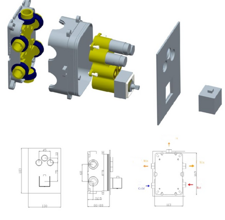 22" Brushed nickel 3 way Thermostatic display valve Rain & Waterfall Shower Faucet - wonderland shower inc