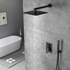 12inch 2 way Wall Mounted Matte Black Shower System with pressure balance Rough-in Valve Body and Trim - wonderland shower inc