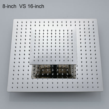 Chrome Stainless Steel Rainfall Shower Head: Choose from 12-inch or 16-inch Sizes for a Refreshing and Invigorating Experience - wonderland shower inc