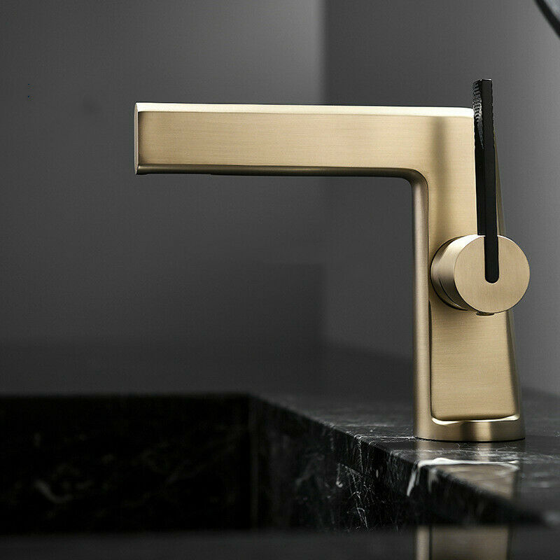 Brushed Gold waterfall single handle widespread bathroom sink faucet with pop up brass overflow drain - wonderland shower inc