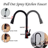 Matte Black Pull Out Spray Kitchen Sink Faucet Commercial Swivel Tap W/Plate - wonderland shower inc