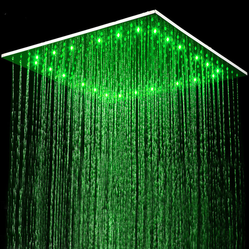 20inch 3 LED colors Ceiling Mounted Chrome Rainfall Shower Faucet with Hand Shower Mixer Tap - wonderland shower inc