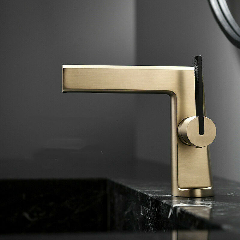 Brushed Gold waterfall single handle widespread bathroom sink faucet with pop up brass overflow drain - wonderland shower inc