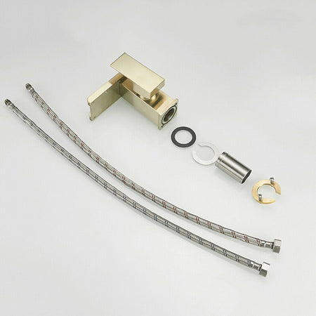 Brushed gold 3 LED waterfall bathroom sink faucet single handle with pop up over drain - wonderland shower inc