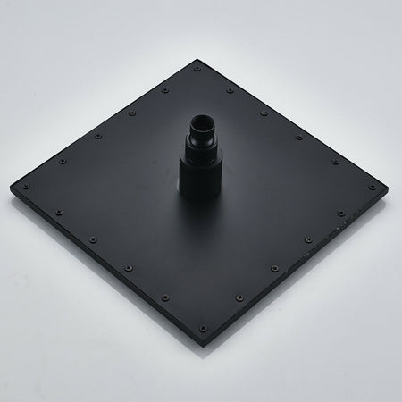 12-Inch Matte Black Rain Shower Head: 3 LED Color Lights and 16-Inch Wall Mount Shower Arm - wonderland shower inc