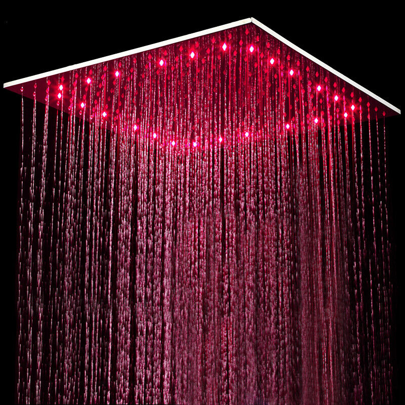 20inch 3 LED colors Ceiling Mounted Chrome Rainfall Shower Faucet with Hand Shower Mixer Tap - wonderland shower inc