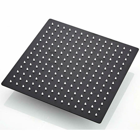 Matte Black 16-inch Square Rain Shower Head Top Over Shower Head - wonderland shower inc