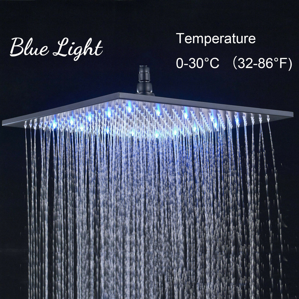 12inch or 16inch brass LED MATTE black rainfall shower head - wonderland shower inc
